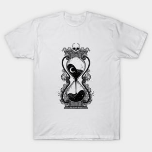 Antique Hourglass illustration with skull and stars. Memento mori T-Shirt